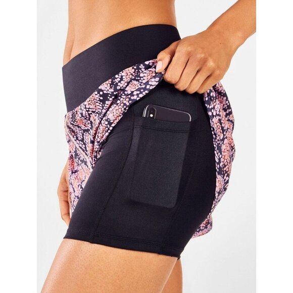 Fabletics Olesia Shine Shorts Womens Medium Pink Black 2 in 1 Compression - Picture 1 of 7